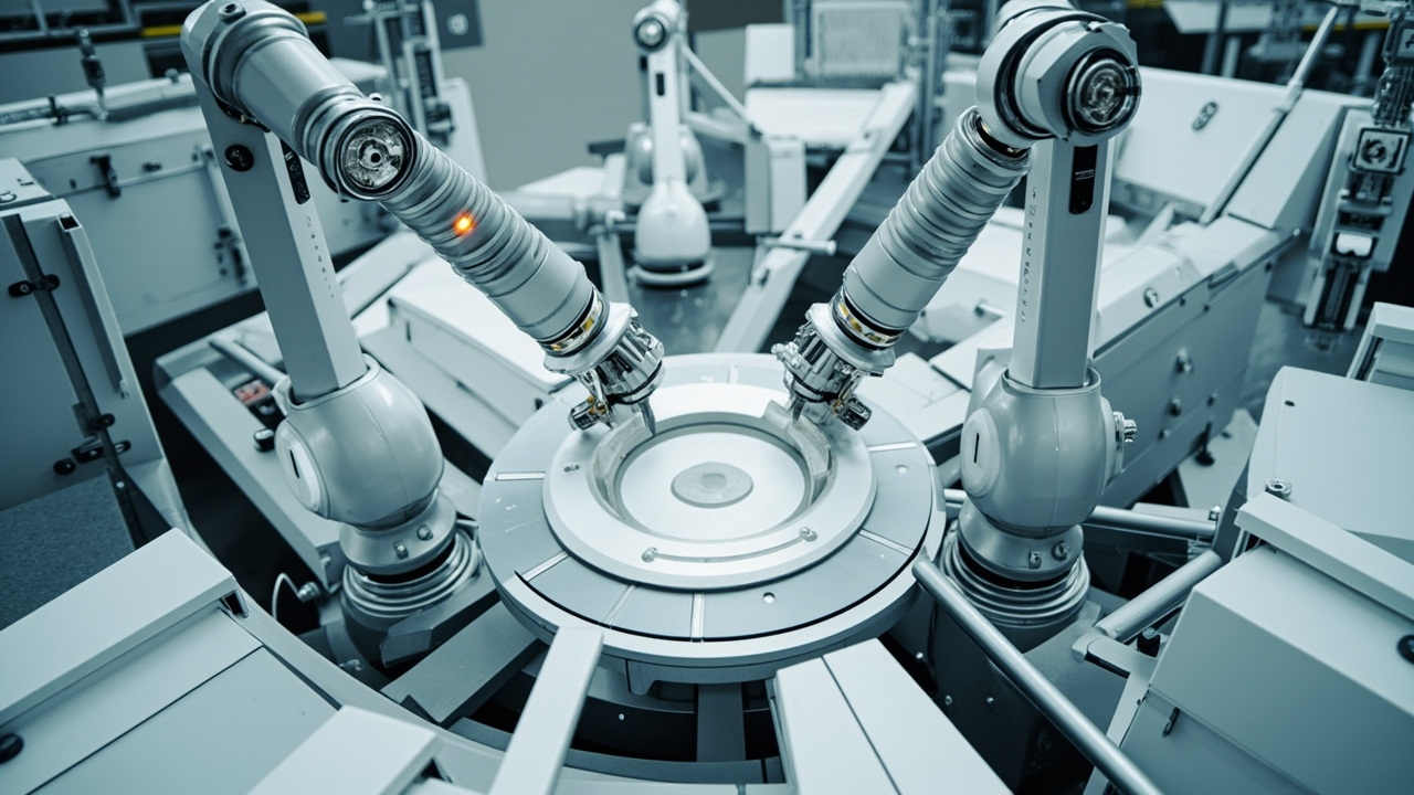 Modern industrial automation facility in Mexico with robotic arms and advanced sensors