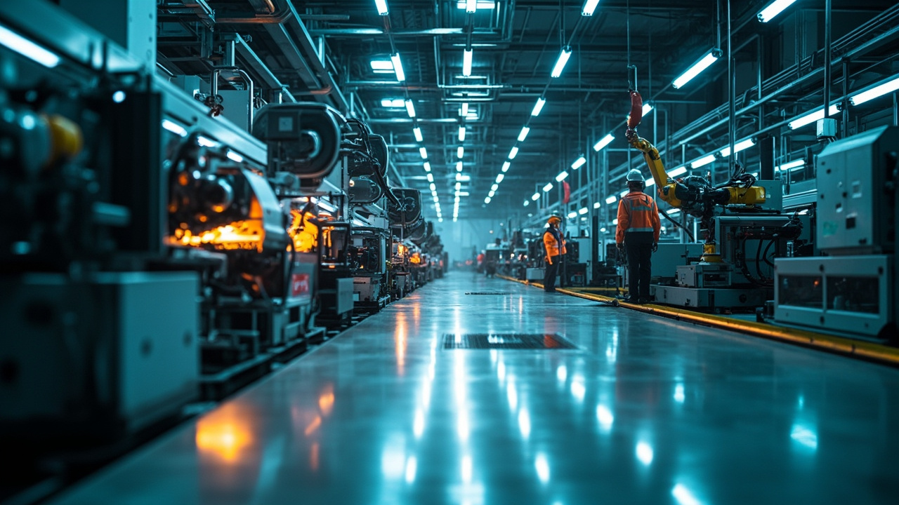 Factory floor with automated machinery