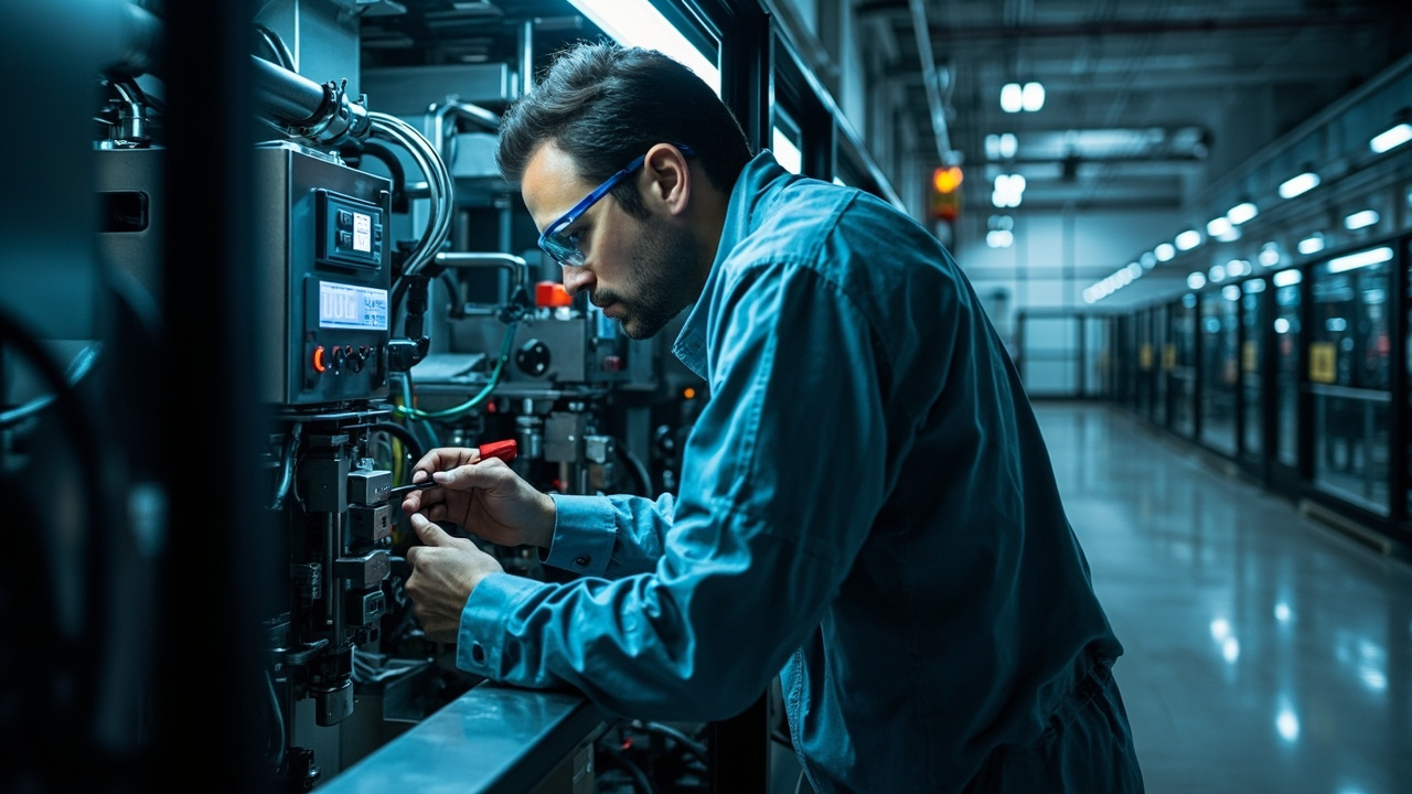 Technician integrating new industrial automation equipment into an existing control system