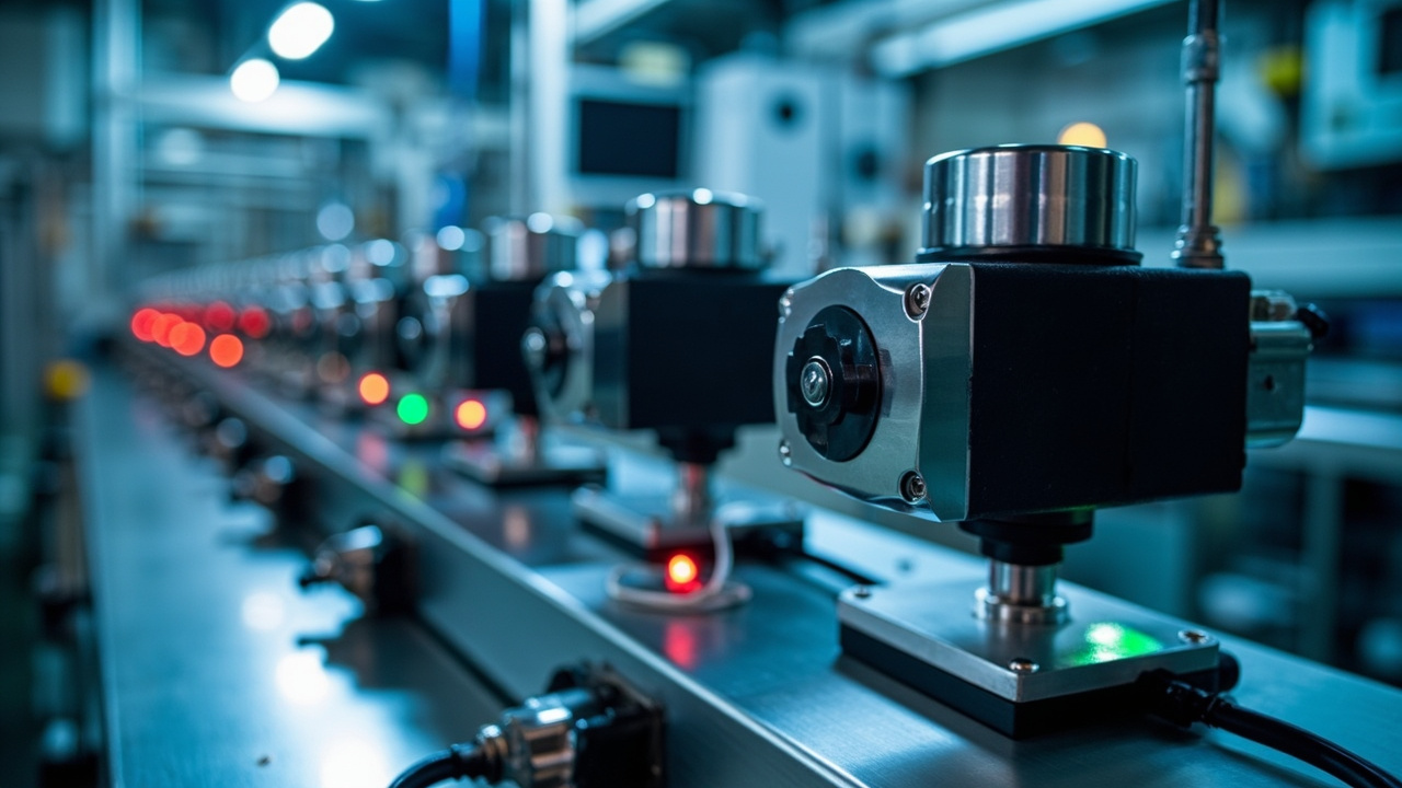 Diversos sensores de detección de piezas utilizados en líneas de ensamble industrial