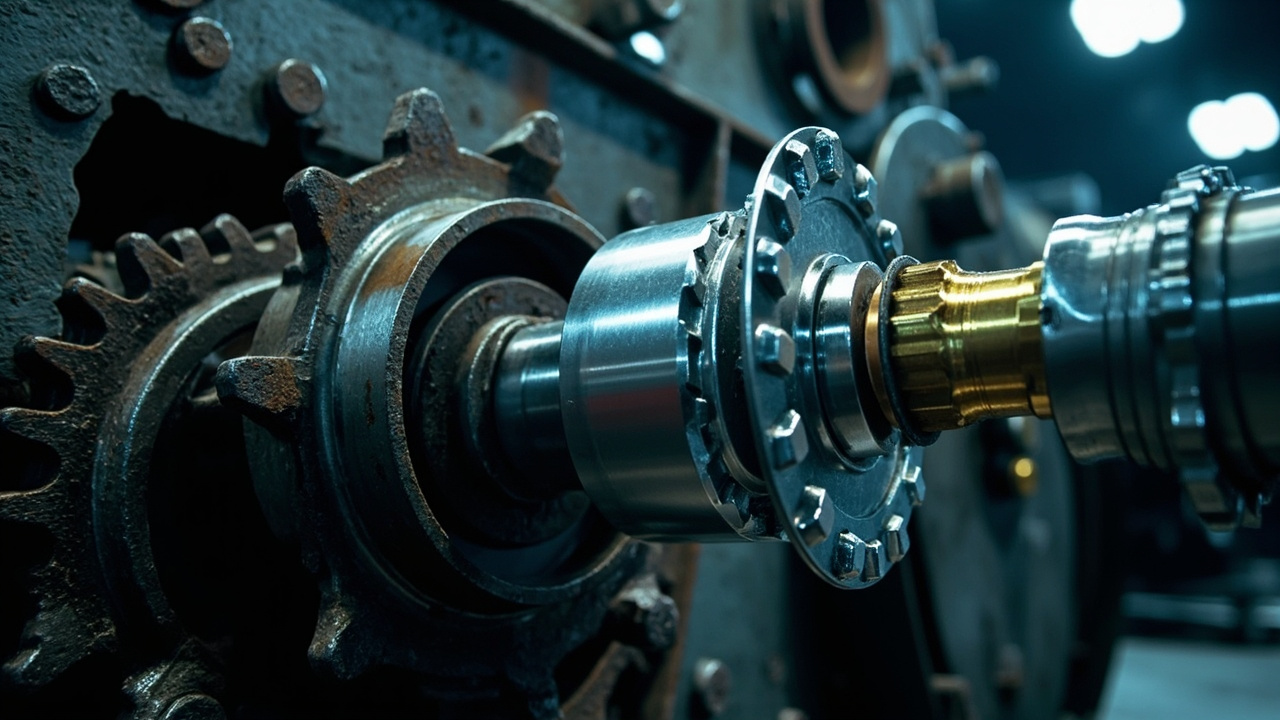 Industrial machinery with a replacement component being installed
